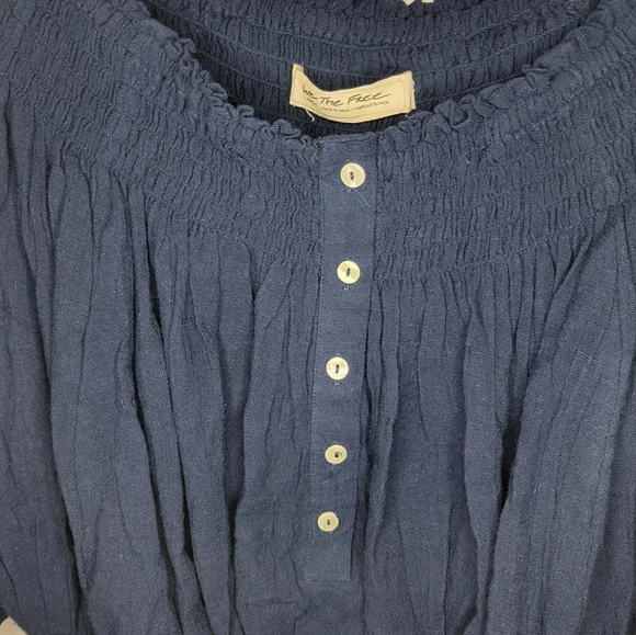 We The Free/Free People Cold Shoulder Mid Sleeve Top, Women's Large, Blue - Picture 2 of 4